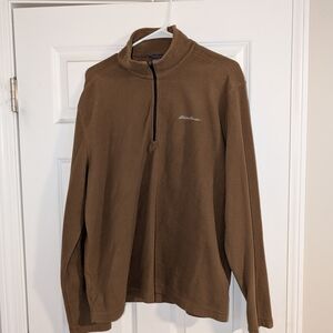 Eddie Bauer Men's Zip-Up Brown Sweater